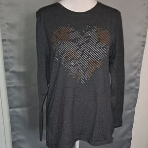 Hanes Gray Graphic Long Sleeve Tee